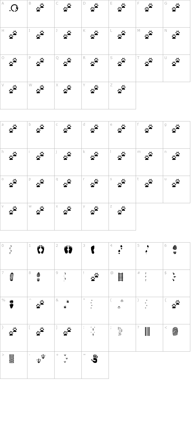 Tracks character map