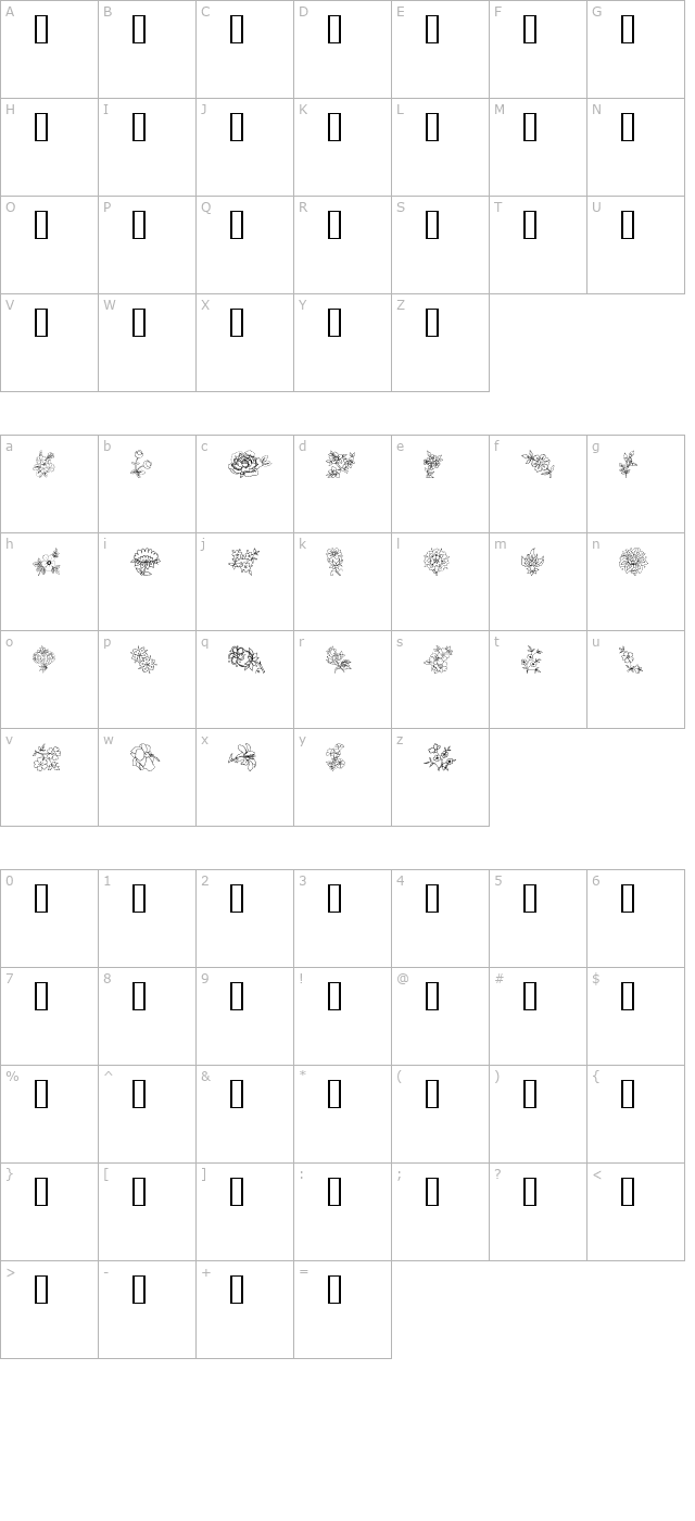 Traditional Floral Design II character map