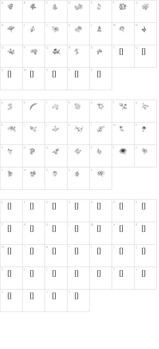 traditional-floral-design-iii character map