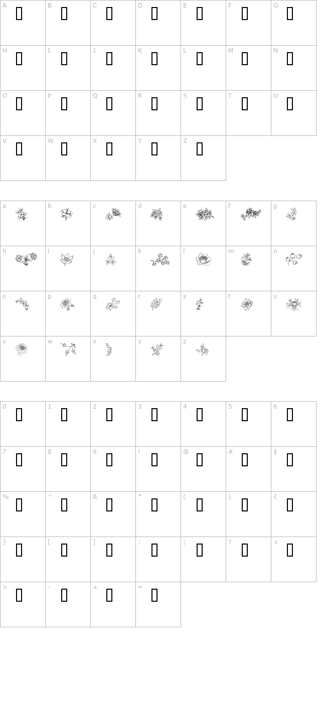 Traditional Floral Design character map