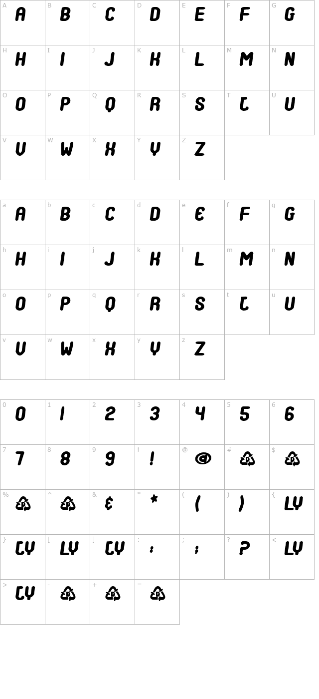 TrainInVain character map