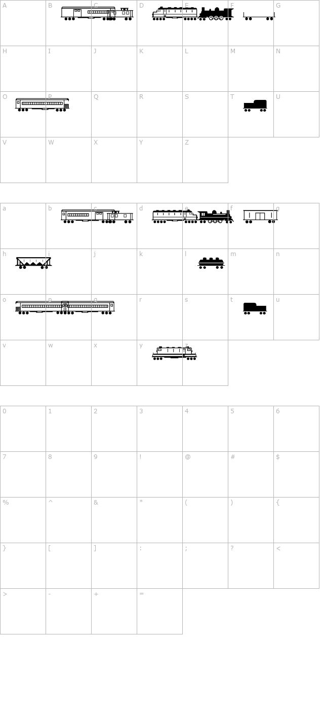 Trains Regular character map