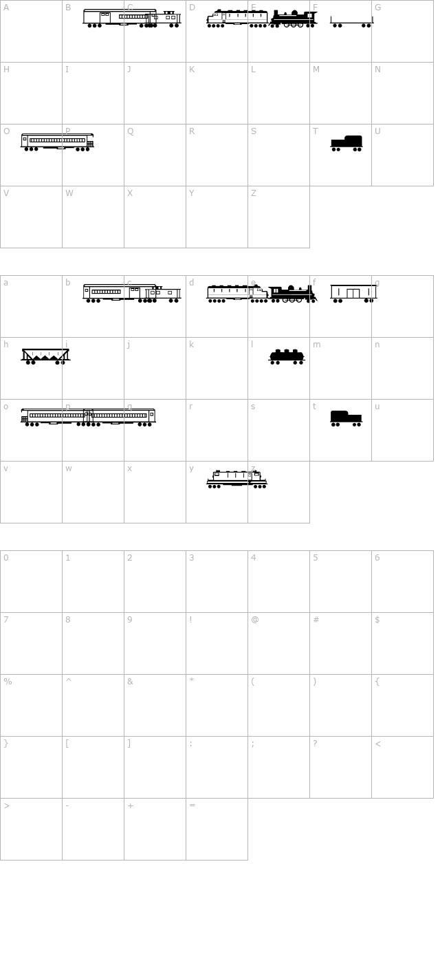 Trains character map