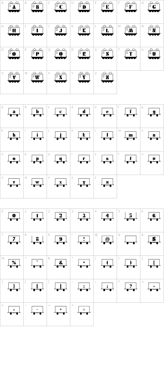 TrainWhite Becker character map