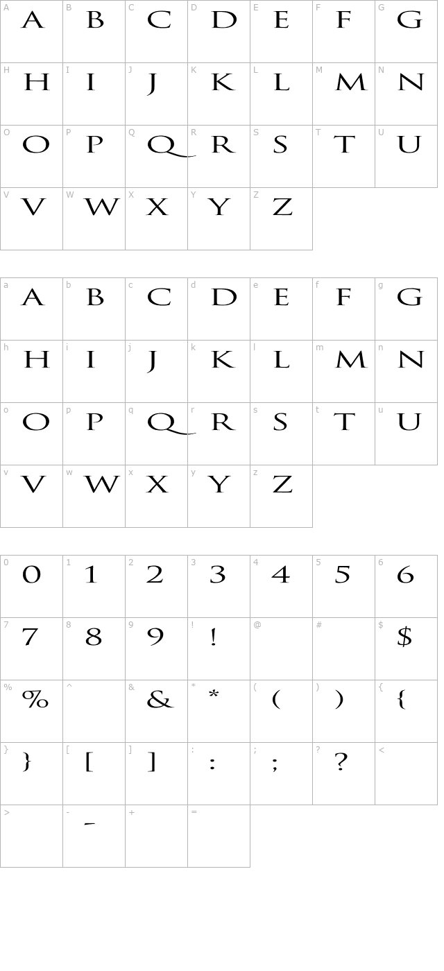 Trajan-Normal Ex character map