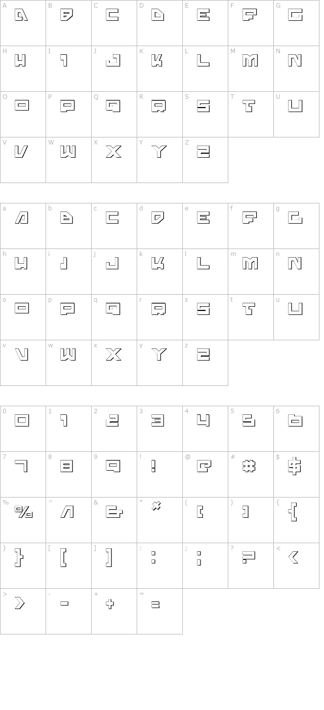 Trajia Shadow character map