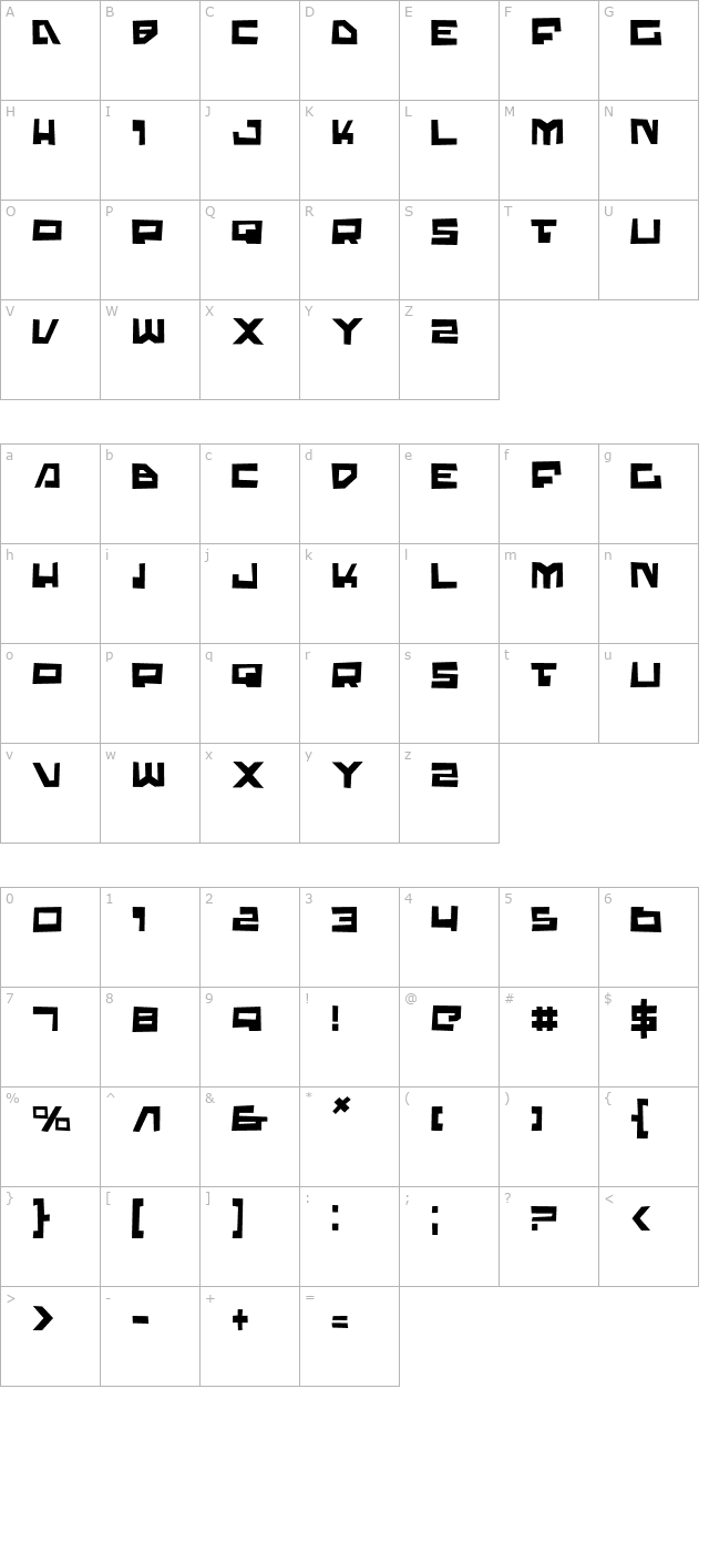 Trajia Trash character map