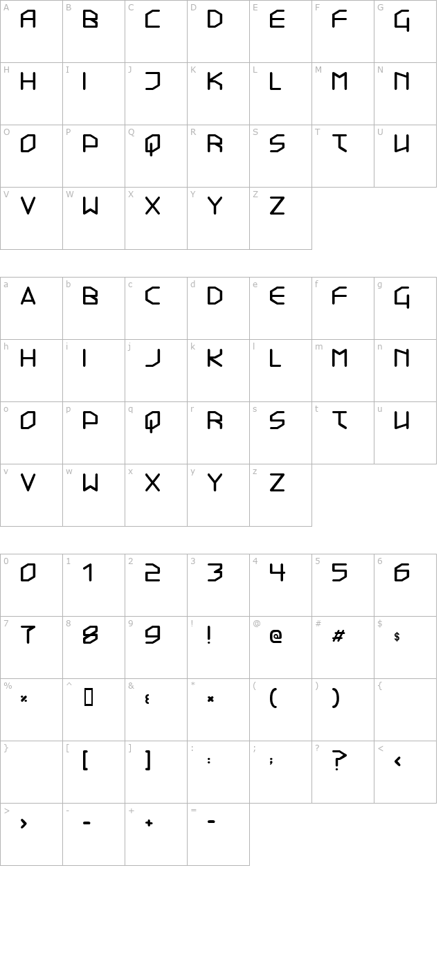 transistor-215 character map