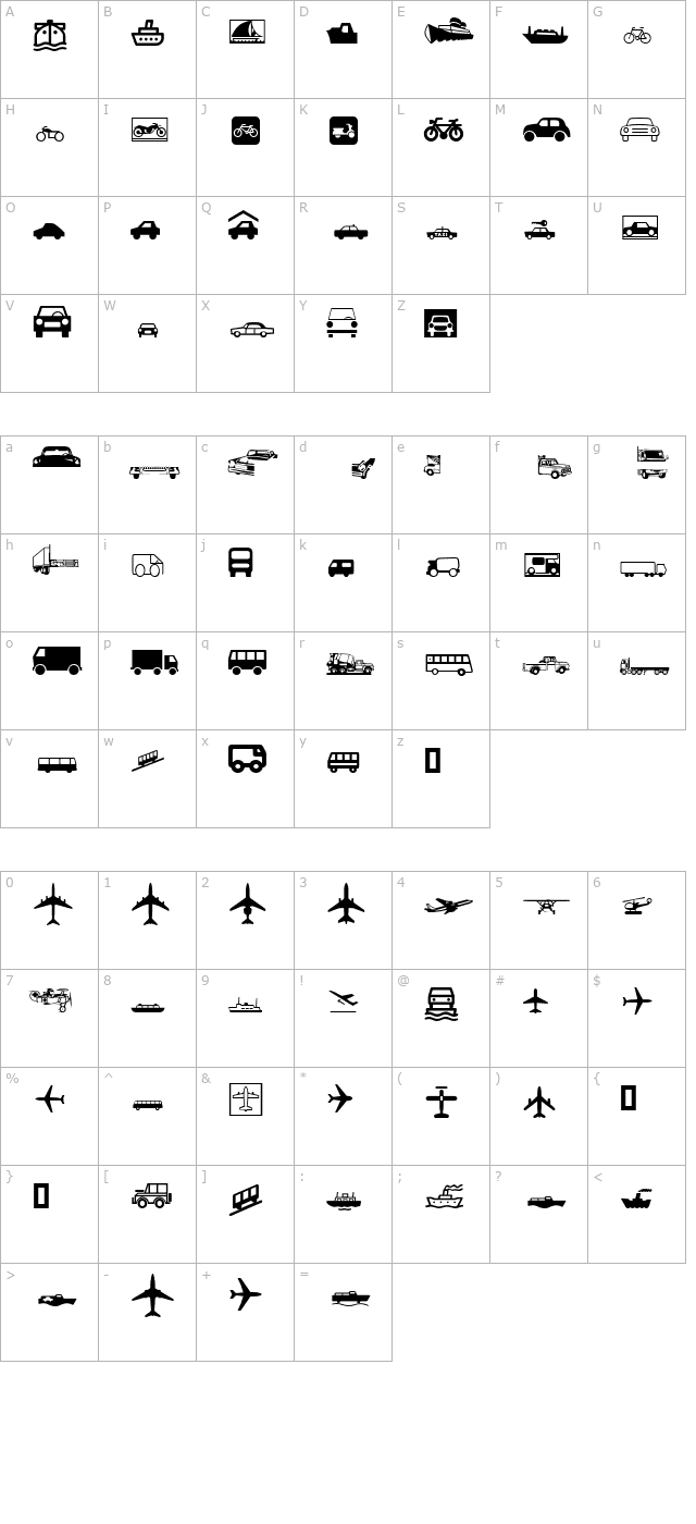 transportation-1-att character map