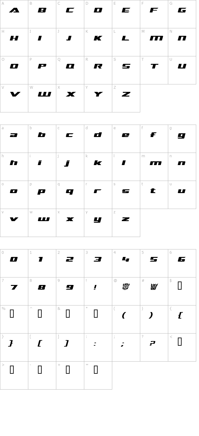 transrobotics-extended-italic character map