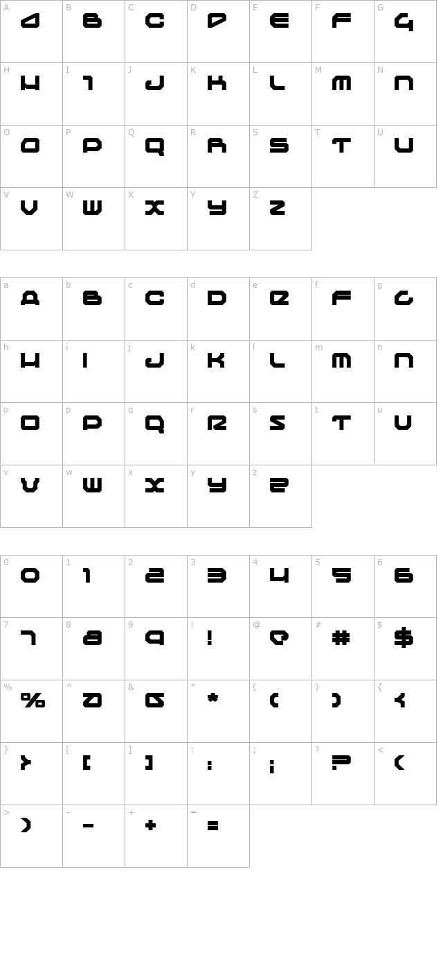 traveler-bold character map