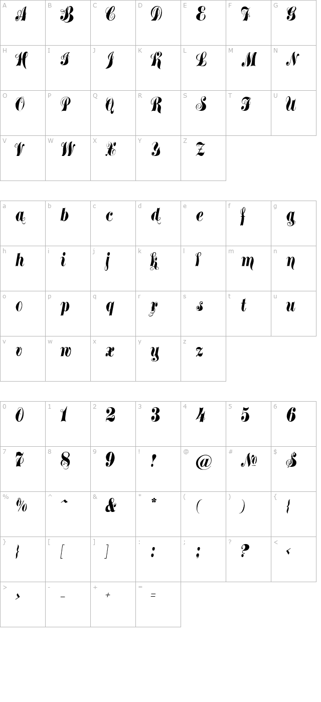 treasury-alt character map