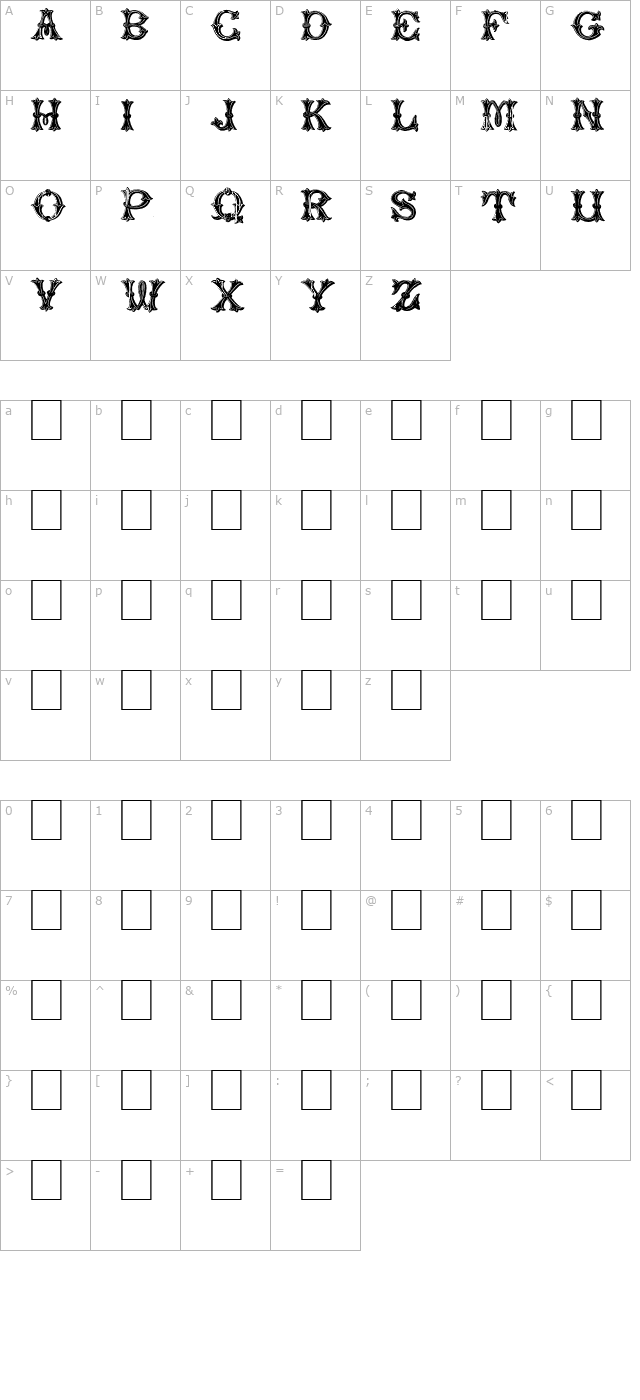 trefoil-capitals character map