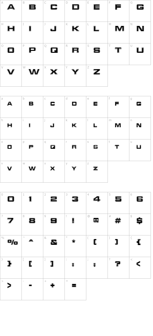 Trekker-3 Regular character map