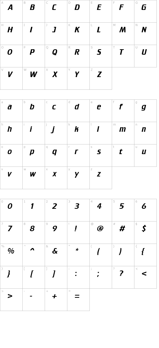 Trekker Regular character map