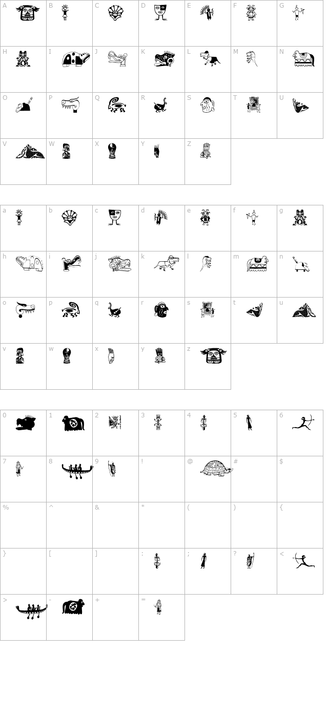 tribalisticafigures character map