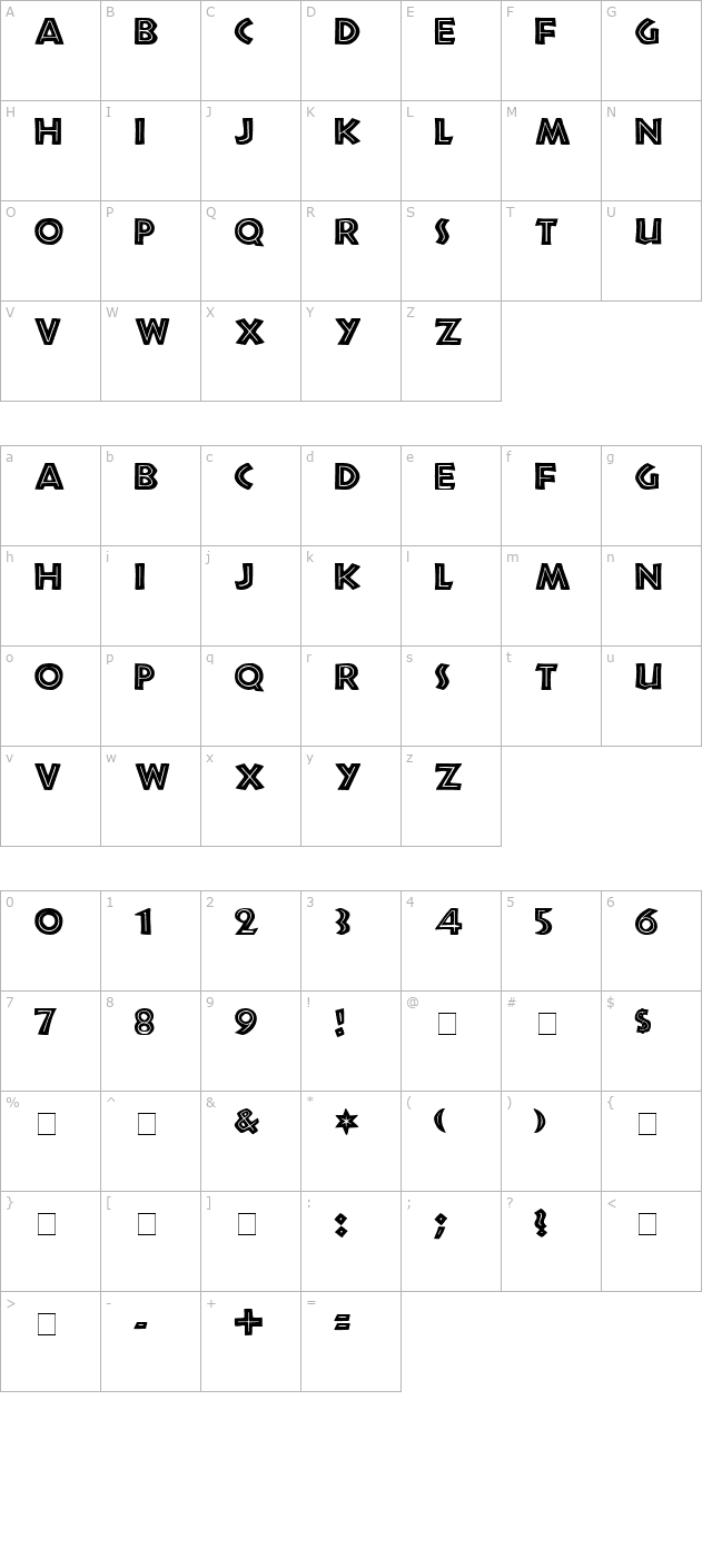 tribeca-medium character map