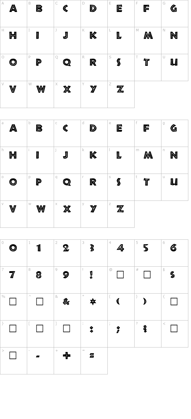 Tribeca Regular character map