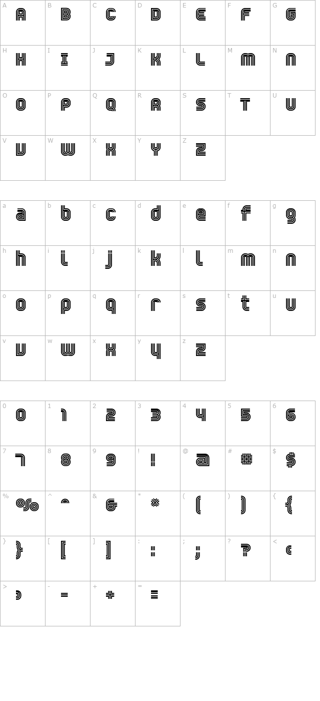 Trisect Bold character map