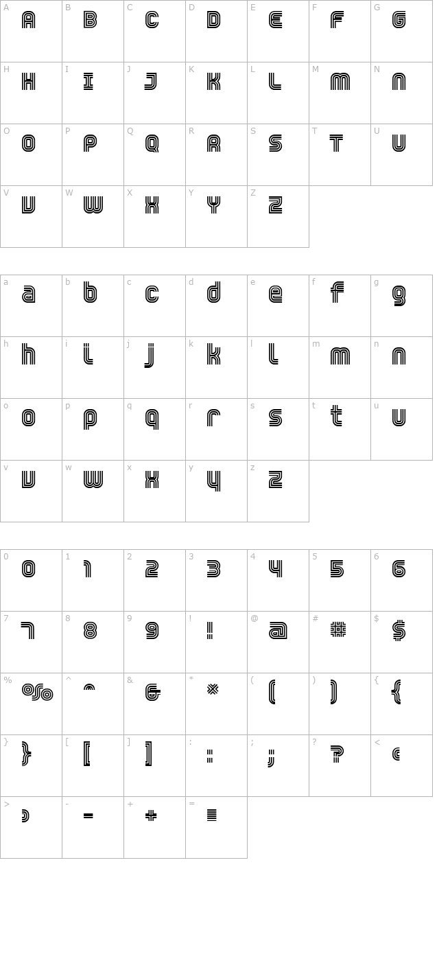 Trisect DemiBold character map