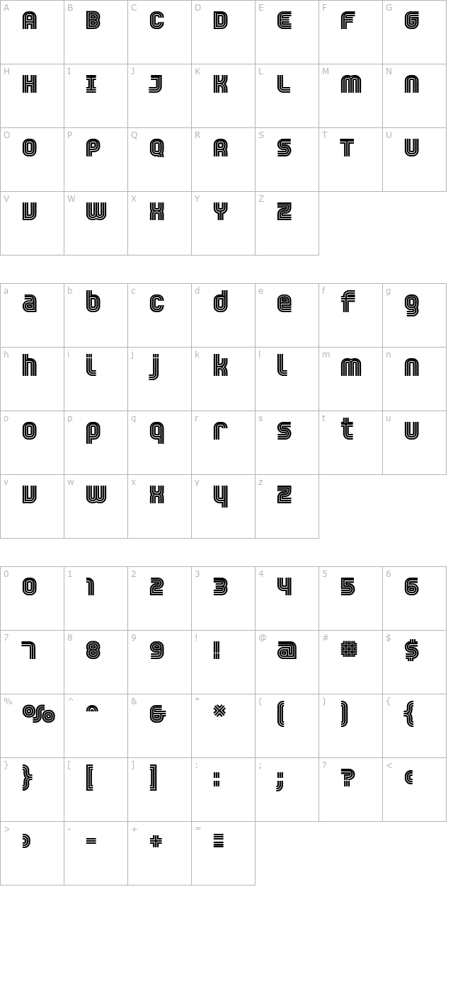 Trisect ExtraBold character map