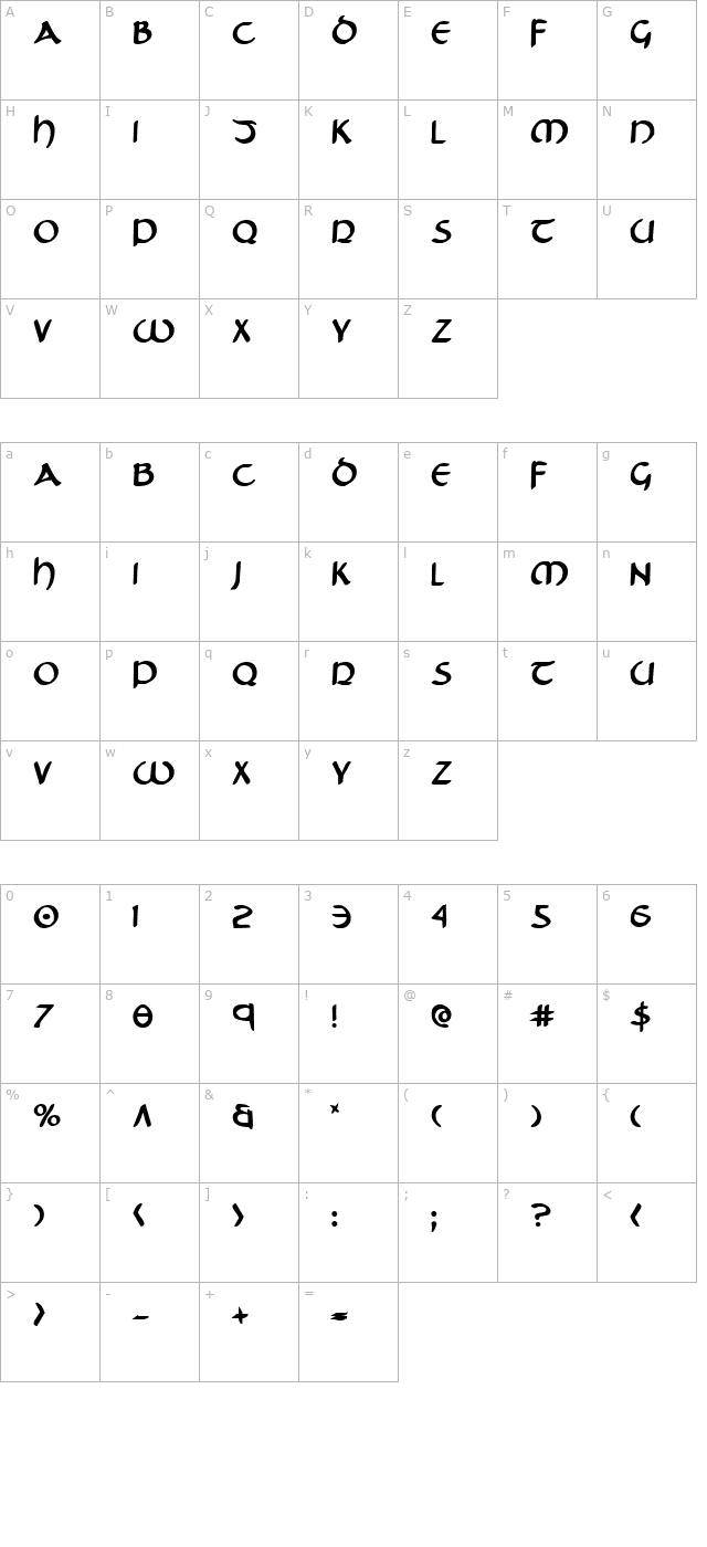 tristram-bold character map