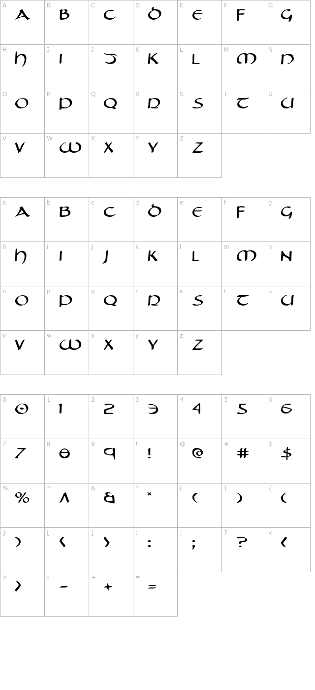 tristram-expanded character map