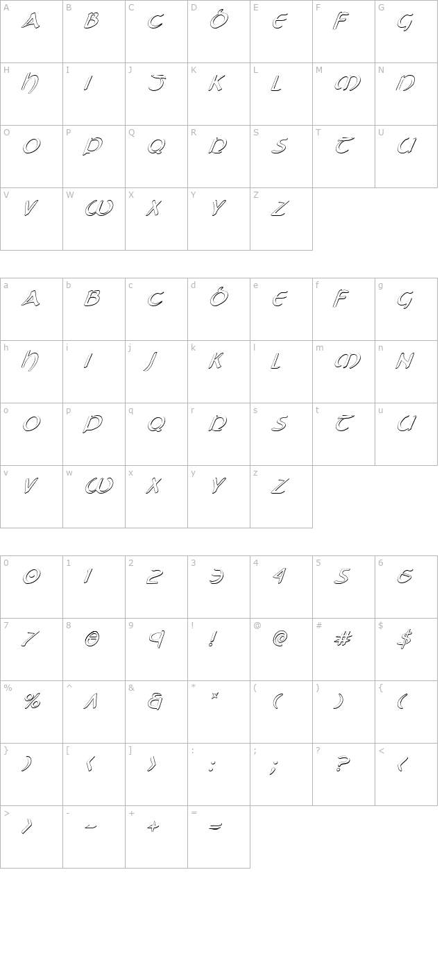 tristram-shadow-italic character map