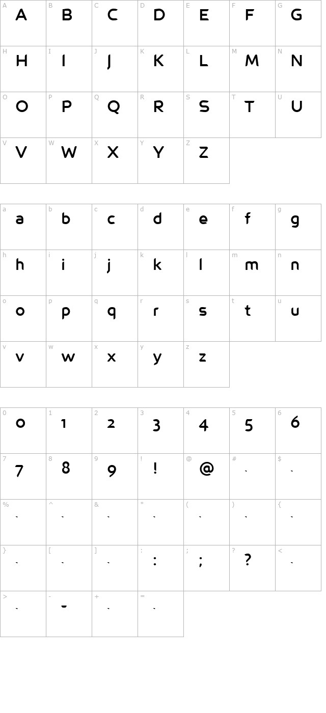 Trivia-Regular character map