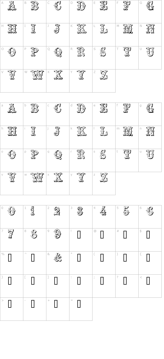 Trocadero character map