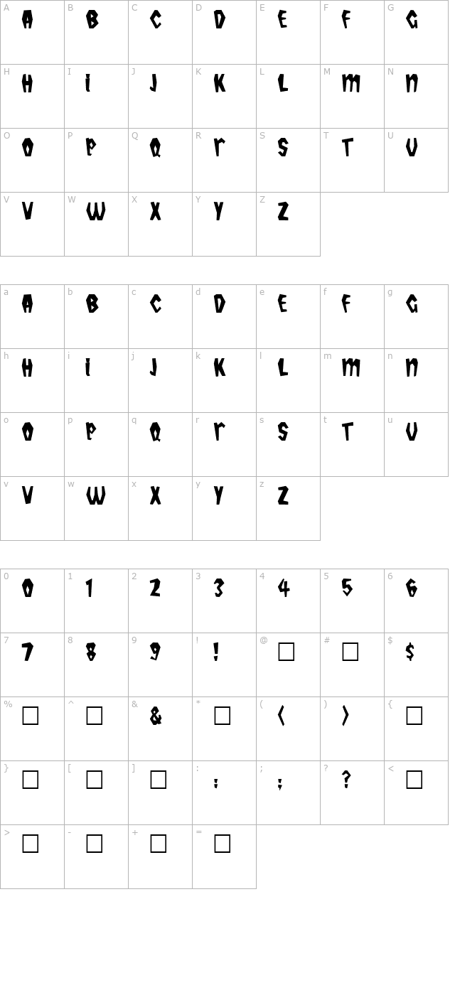 Tropicana Plain character map