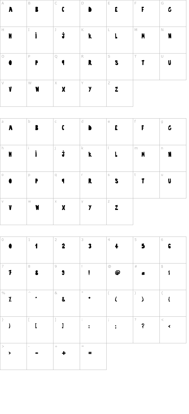 trouble-closebold character map