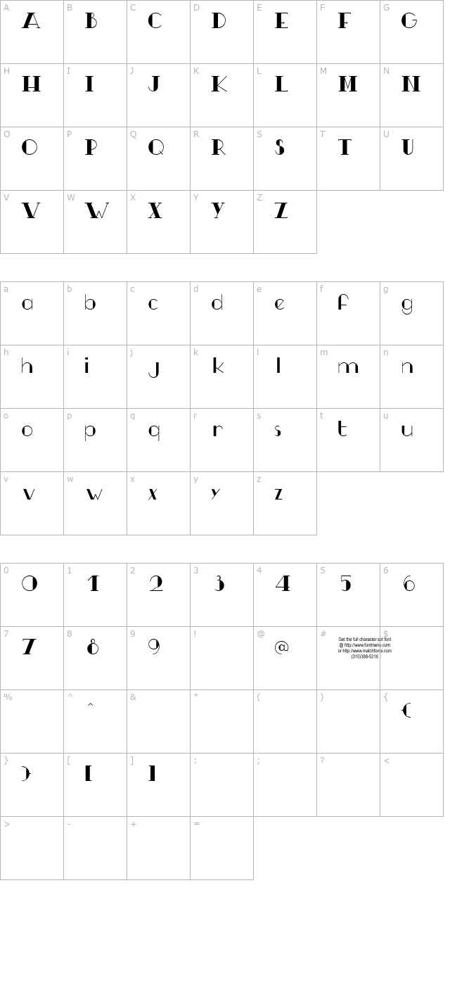 TSF et Compagnie Tryout character map