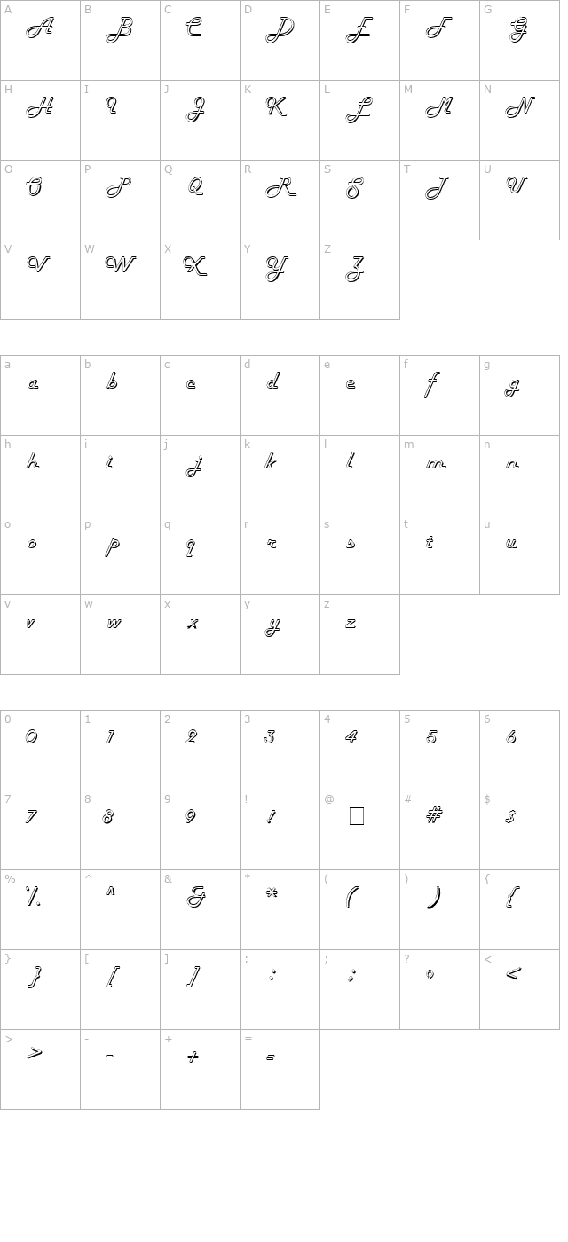 Tubula Script SSi character map