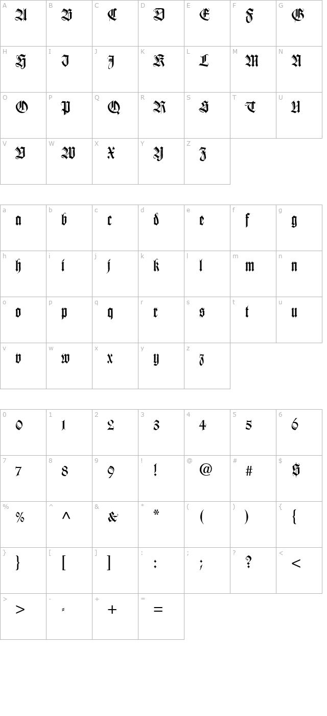 tudor-ssi-bold character map