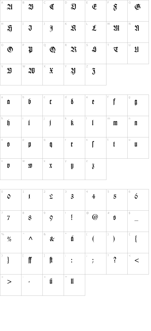 tudor-ssi character map