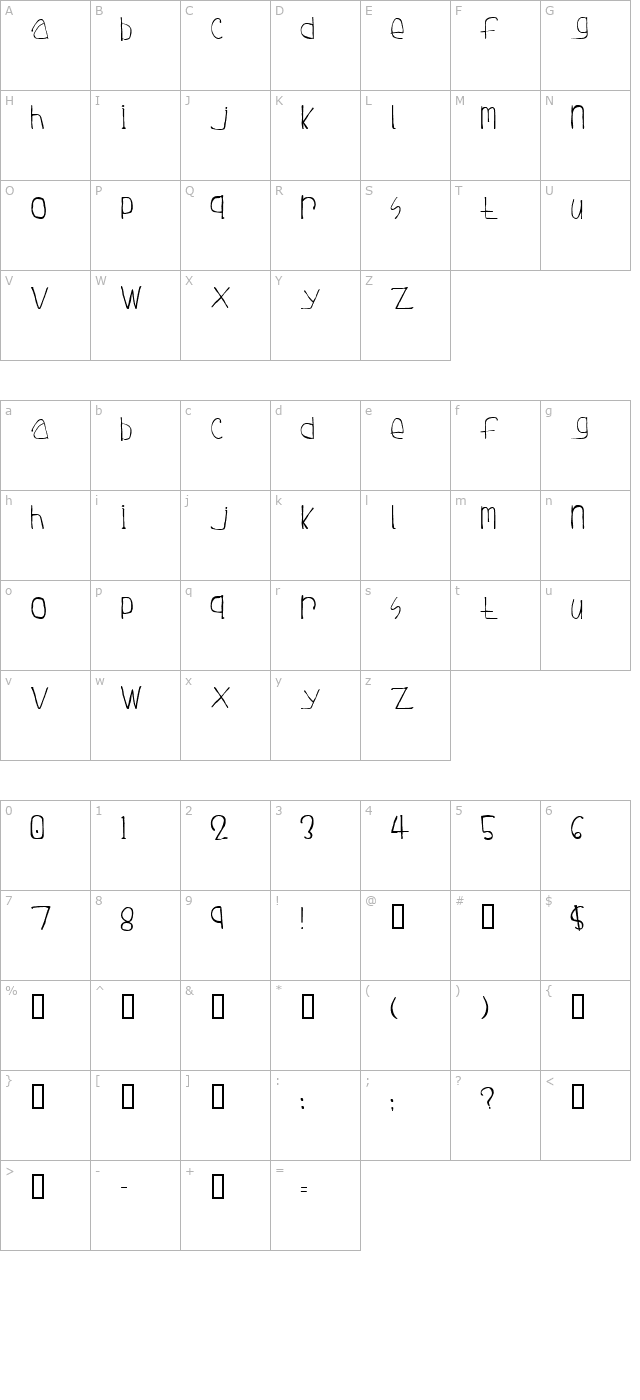 Tuesday character map