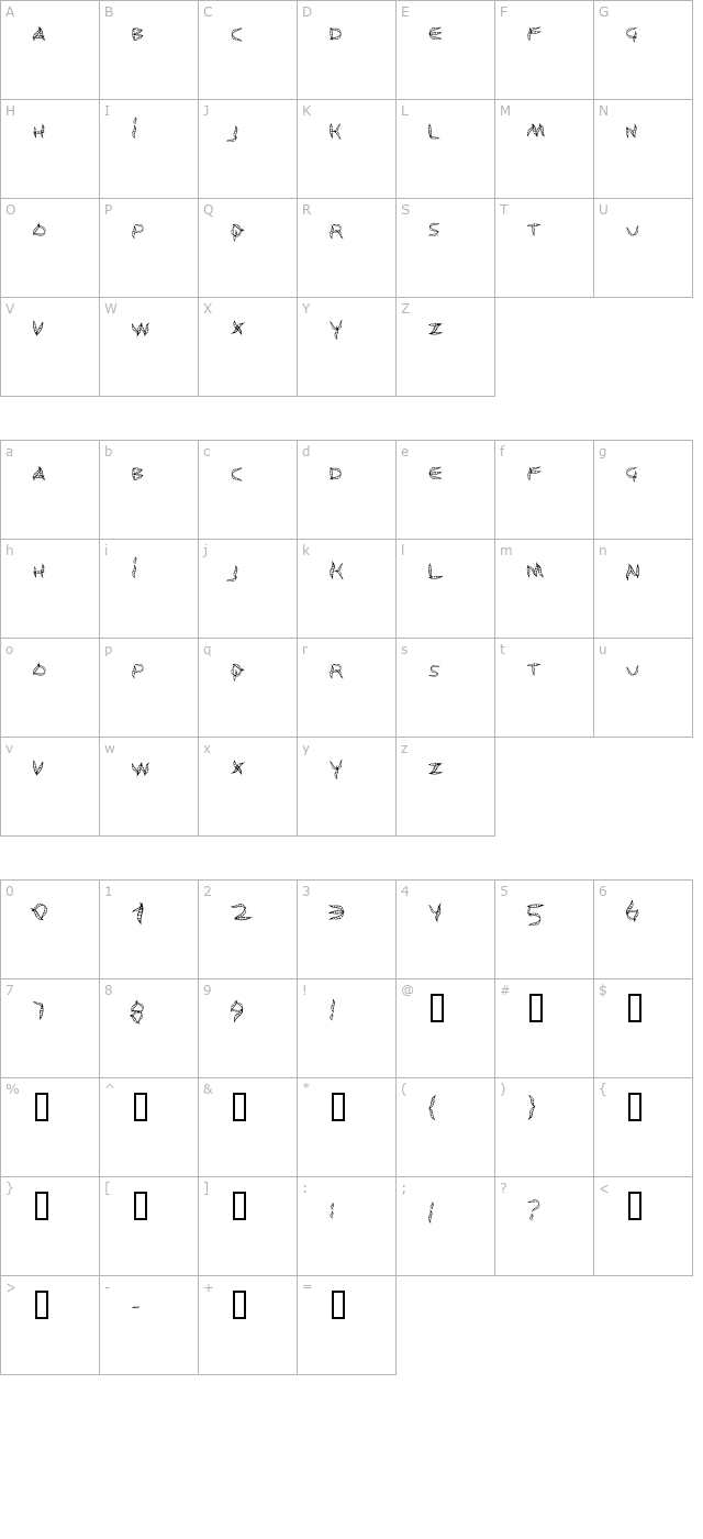 Tunasalad character map