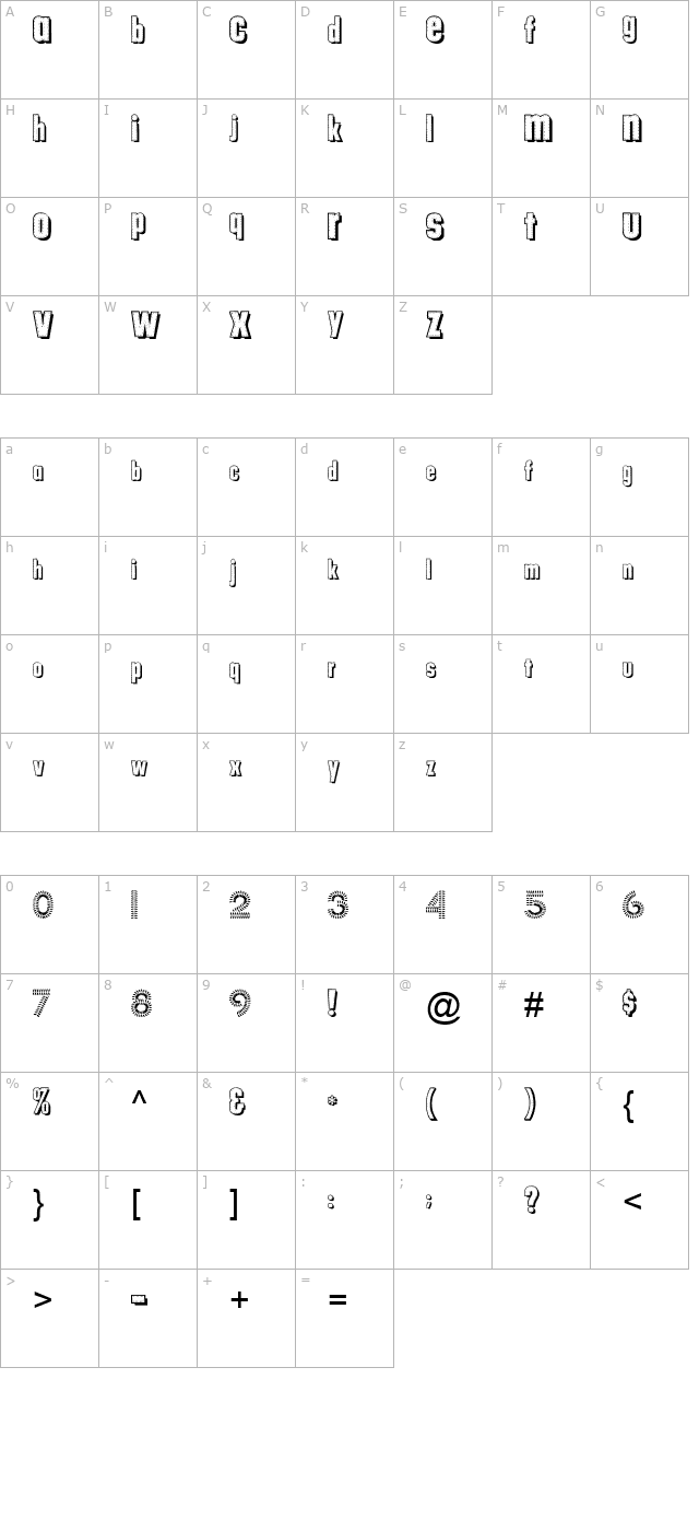 TungFont Alpha 003 character map