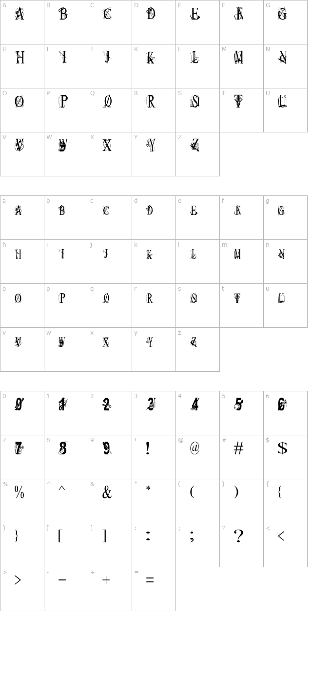 tungfont-art-font character map