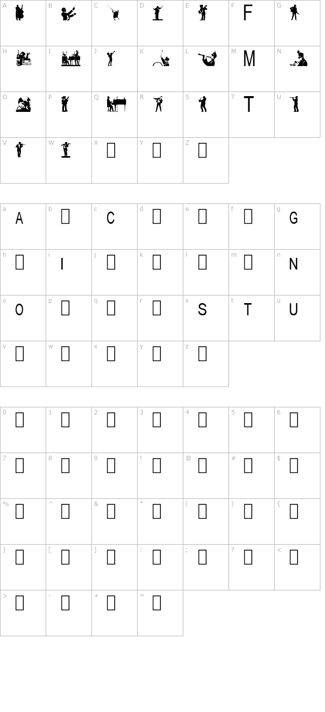 tungfont-musician character map