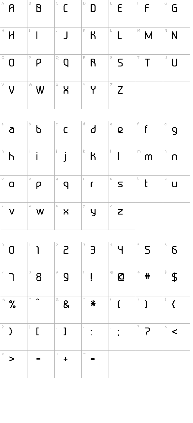 TurboRegular character map