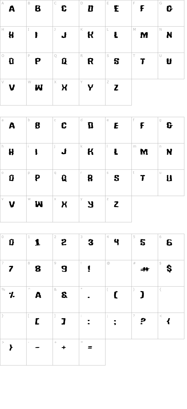 Tussle Expanded character map