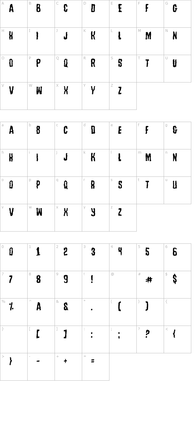 Tussle character map