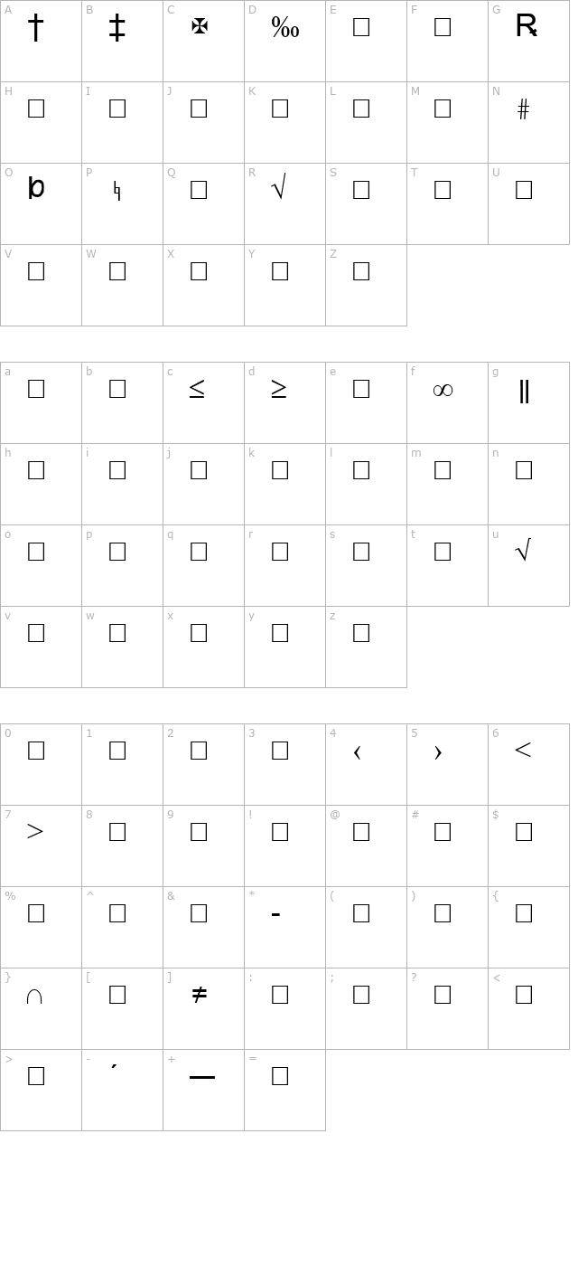 TWA 323237 character map