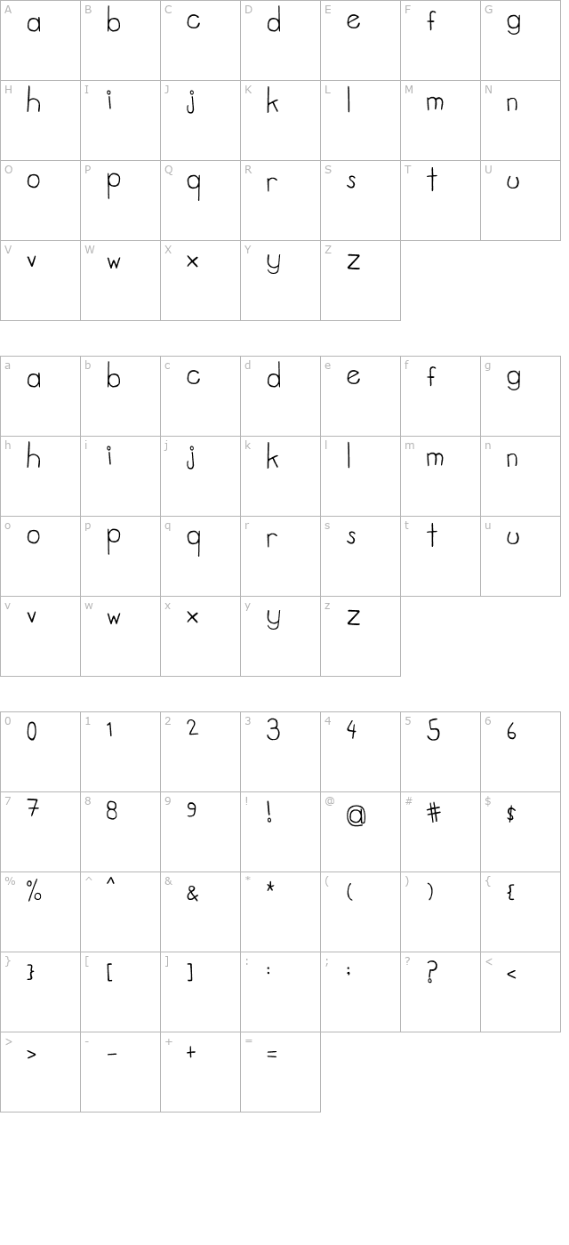 tweed. character map