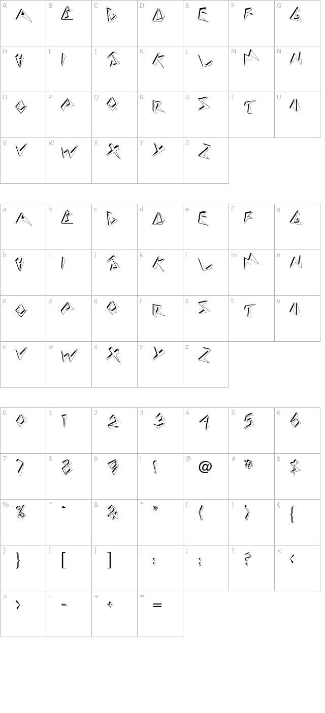 Twosie Display Caps SSi character map