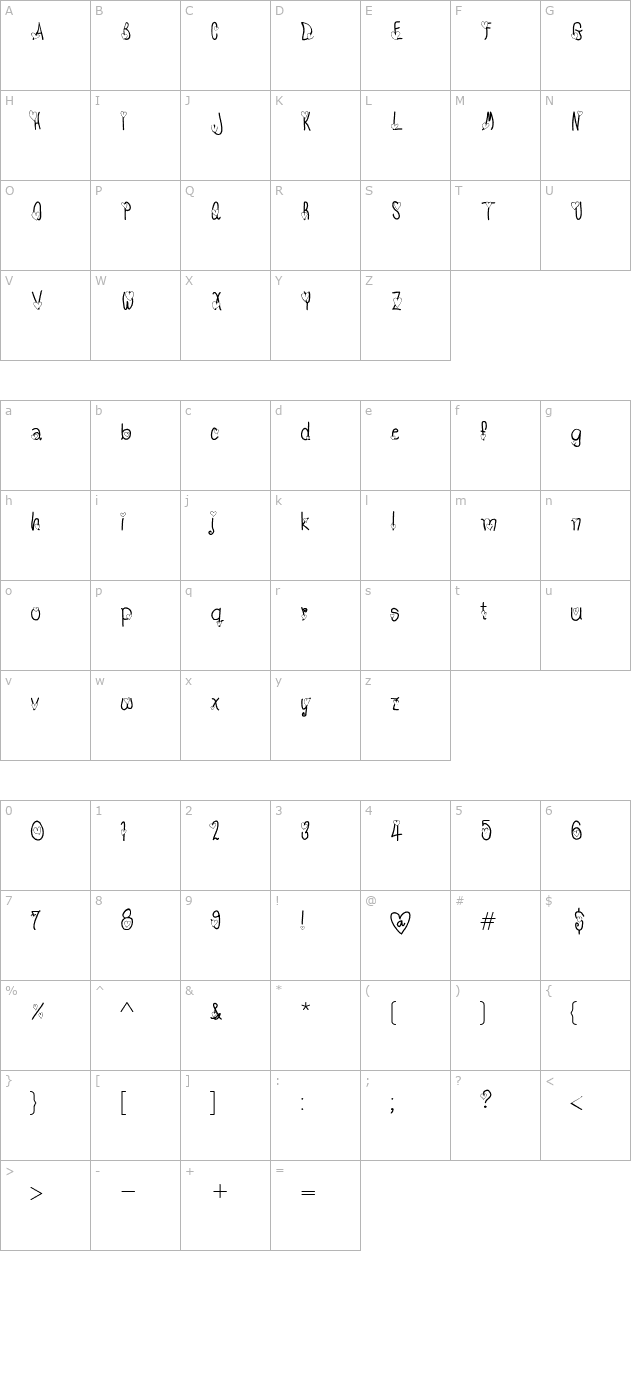 TX Love character map