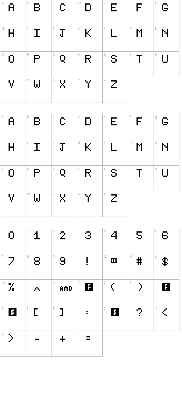 type-writer character map