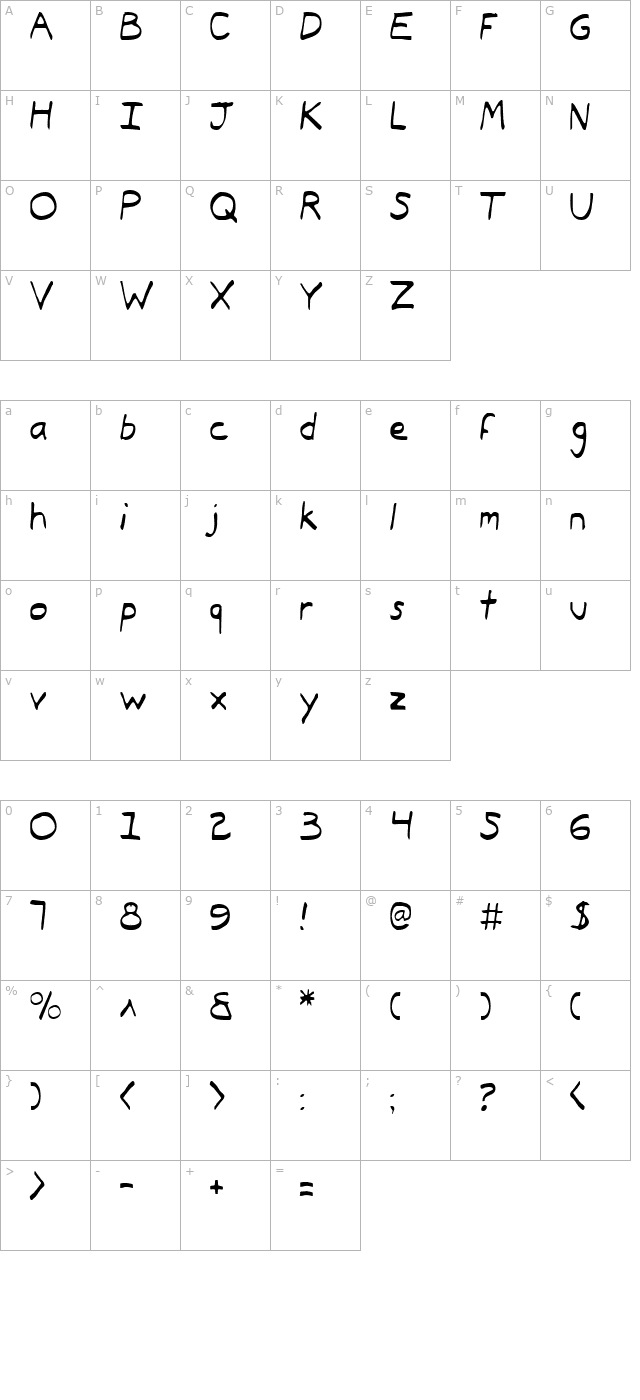 Typeecanoe Light character map